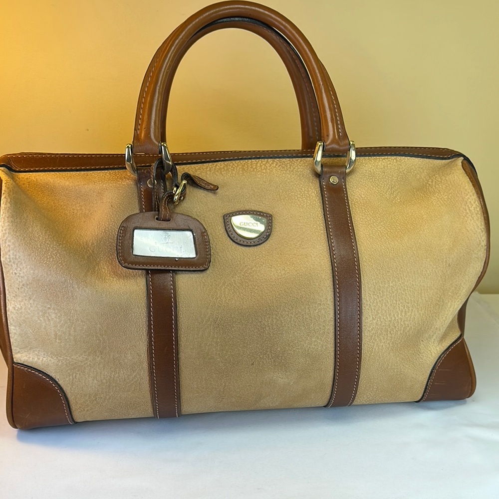 Gucci Beige and Brown Travel Bag